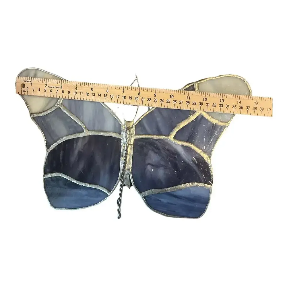 Vintage Handcrafted Stained Glass Butterfly decorative stand